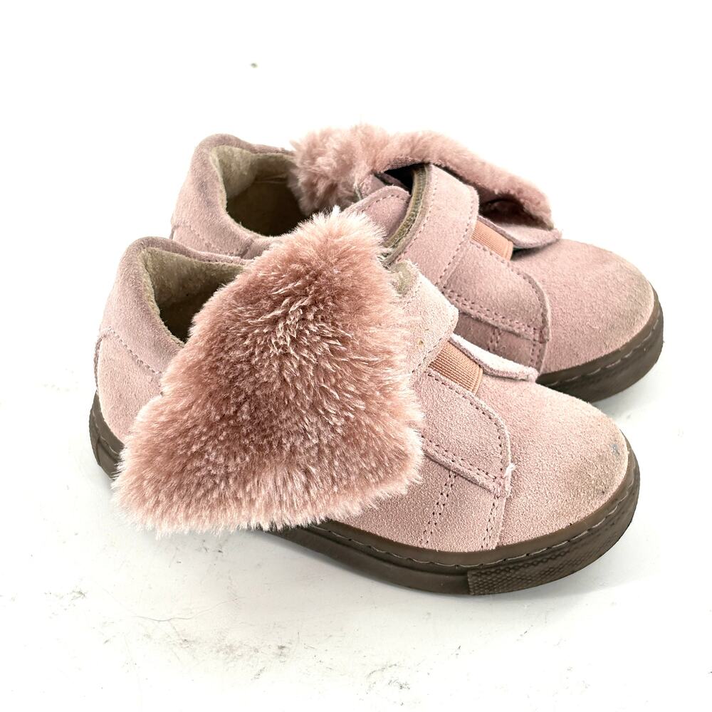 Little Eric Suede Fur Booties 6 22 Pink Walker Shoes Made in Italy